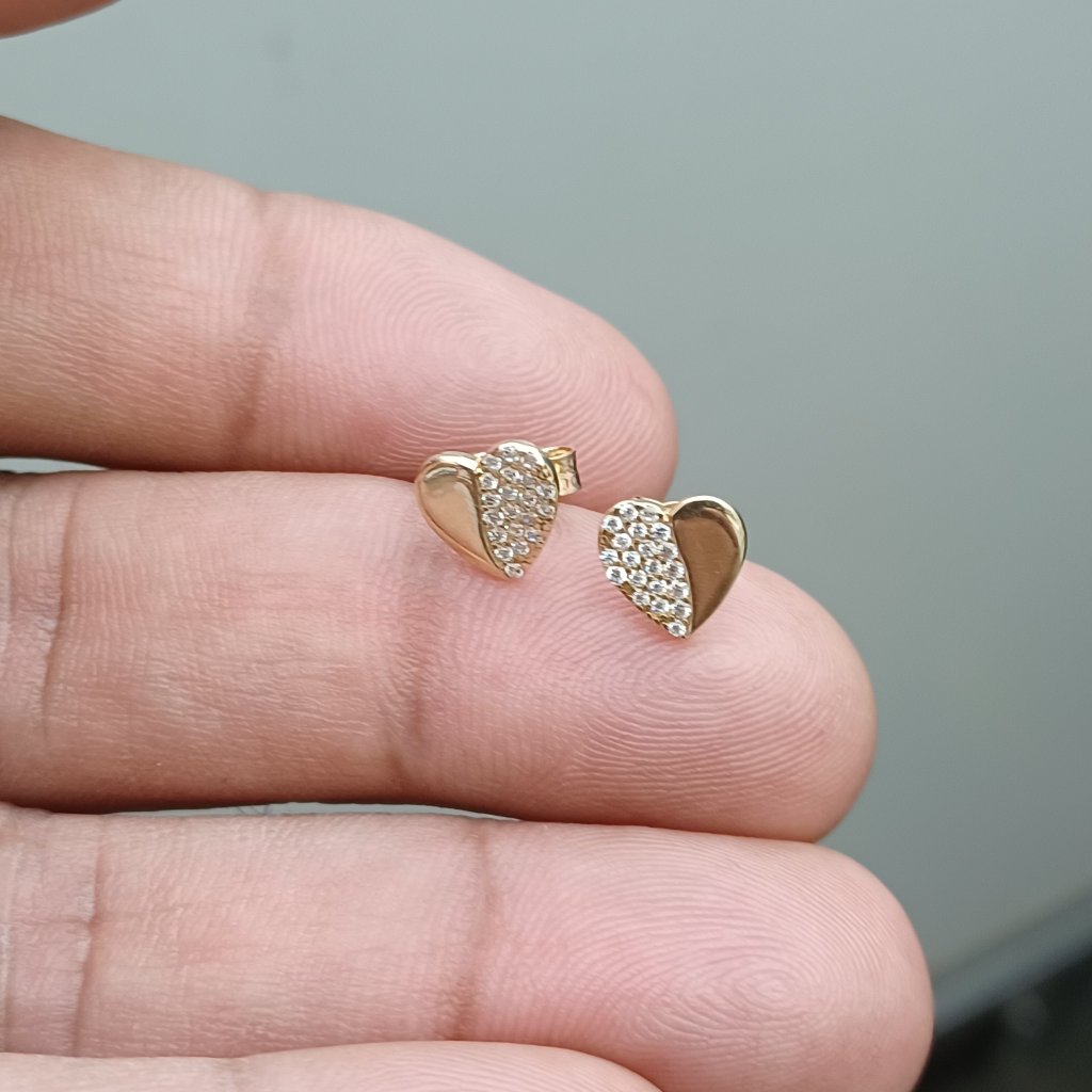 10kt Real Gold Heart Stud Earring For Women 209$
